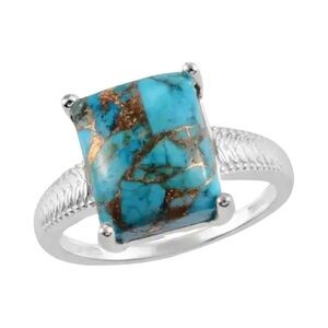 Matrix Chestnut Brine Turquoise Solitaire Sterling Silver Ring